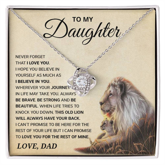 Daughter Gift "Old Lion" From Dad - Love Knot Necklace
