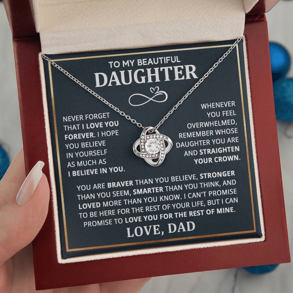 Beautiful Gift for Daughter From Dad - Love Knot Necklace