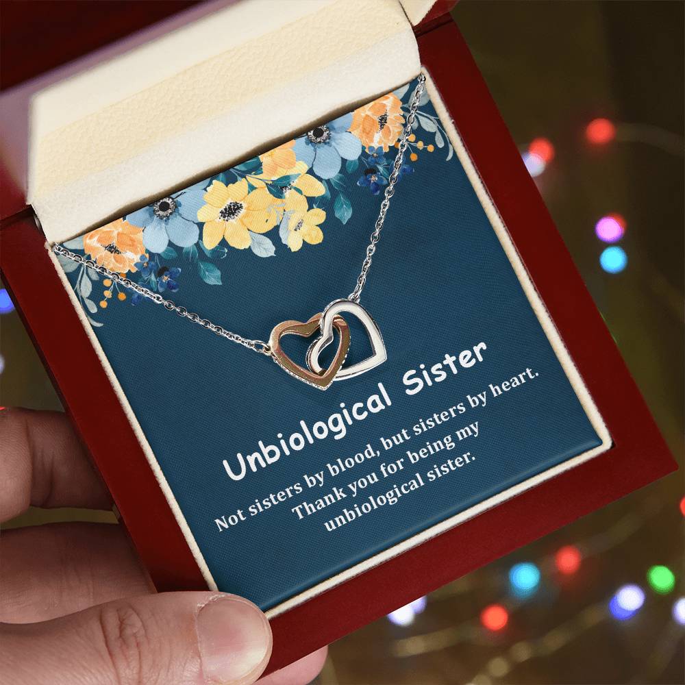 Gift For Unbiological Sister - Interlocking Hearts Necklace