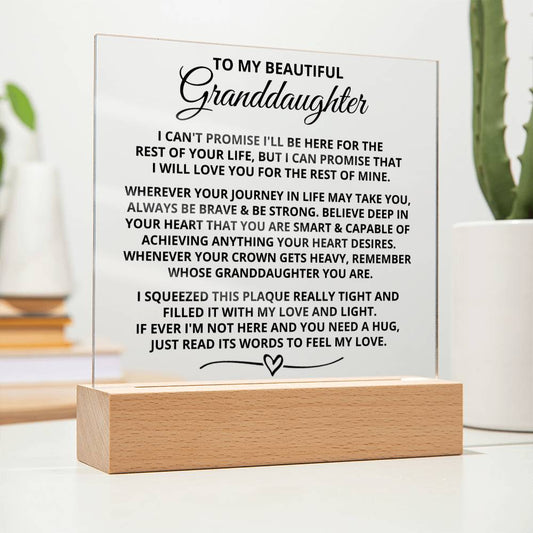 Gift For Granddaughter "I Love You For The Rest Of Mine" Acrylic Plaque: An Unforgettable and Exclusive Keepsake
