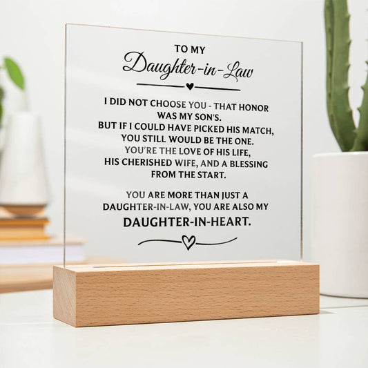 You Are My Daughter-in-Heart - Acrylic Plaque: An Unforgettable and Exclusive Keepsake
