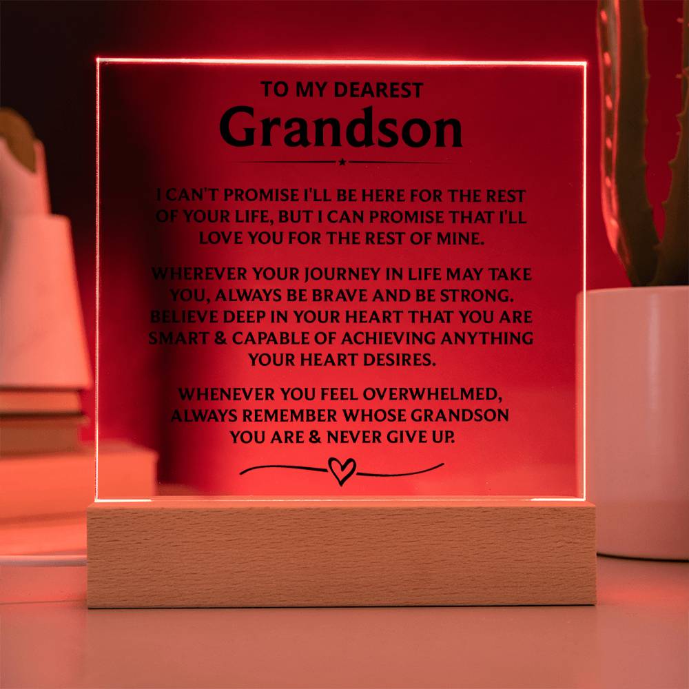 Gift For Grandson - Never Give Up - Acrylic Plaque