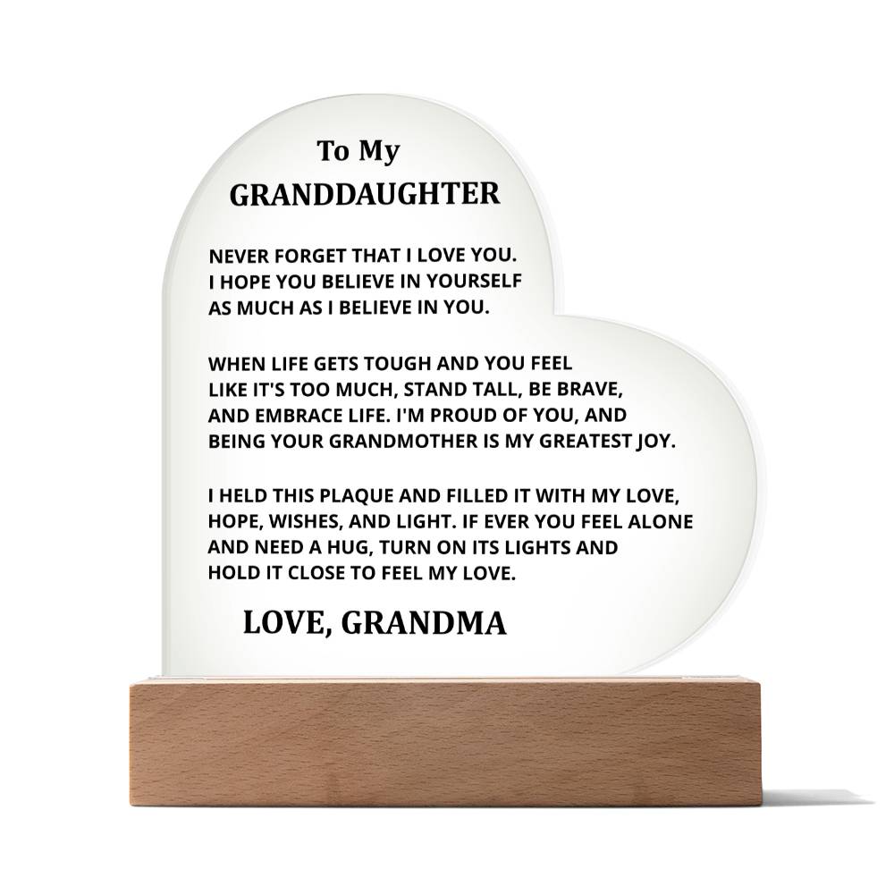 Gift For Granddaughter - Heart Acrylic Plaque