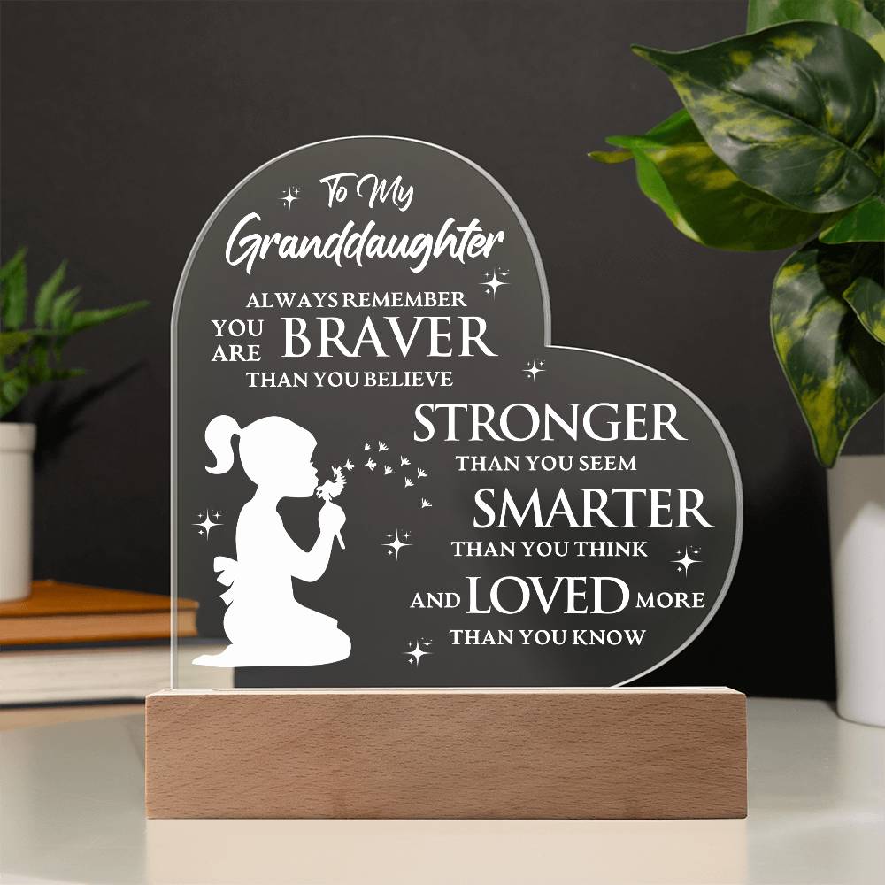 To My Granddaughter Gift - Acrylic Heart Plaque