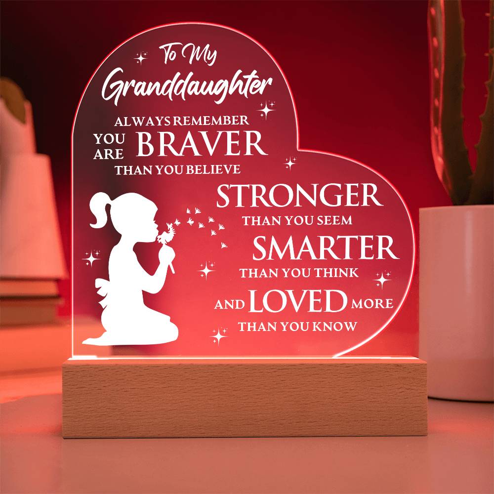 To My Granddaughter Gift - Acrylic Heart Plaque