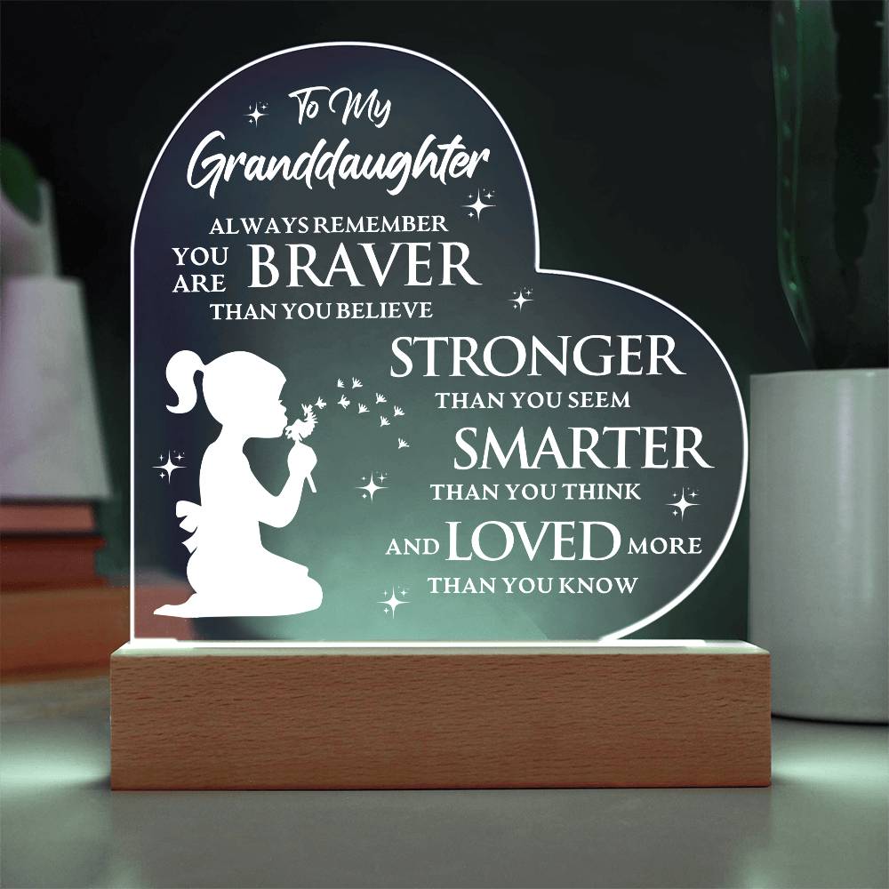 To My Granddaughter Gift - Acrylic Heart Plaque