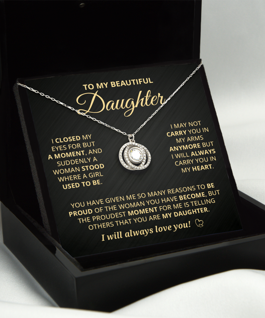 Gift for Daughter - Double Crystal Circle Necklace